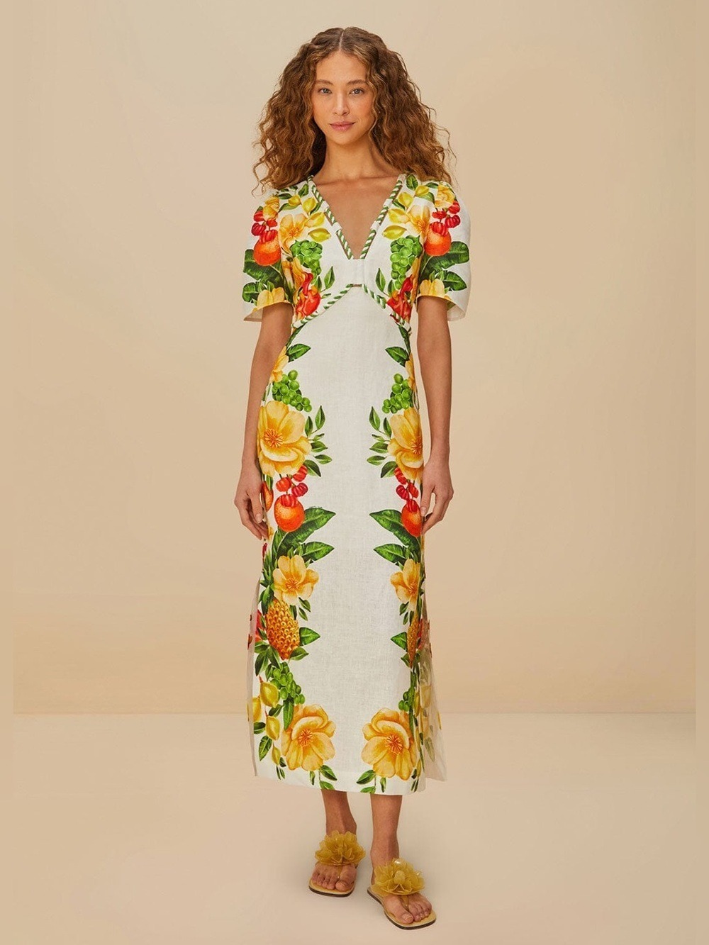 Farm Rio Off-White Picnic Flowers Maxi Dress